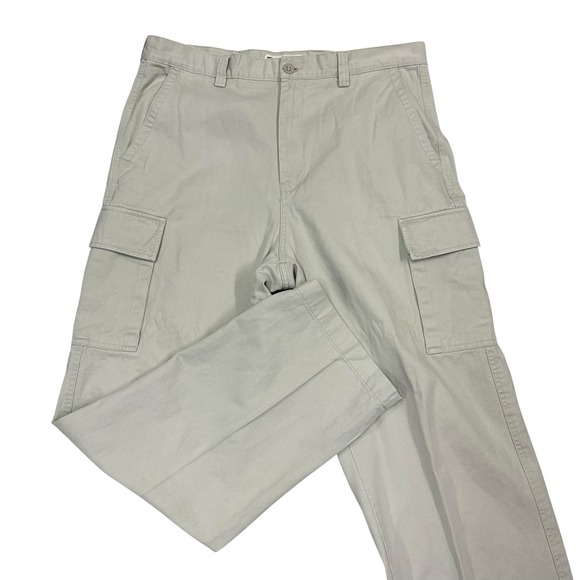Vintage GAP Cargo Pants Mens 35X32 Stone Gray Baggy Y2K Cotton - Picture 1 of 10